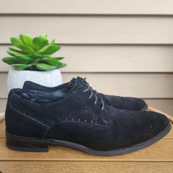 Stacy Adams Black Suede Leather Oxford Men’s 11 Lace-Up Dress Shoe Smart Casual - Picture 3 of 10